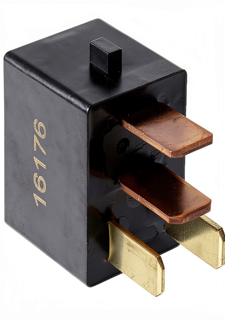 RY-737 relay mounted on a DIN rail in a vehicle electrical compartment